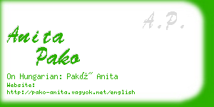 anita pako business card